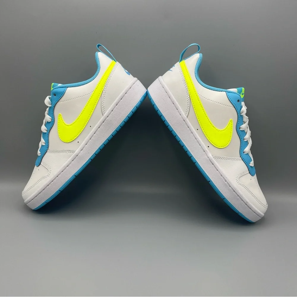Nike Court Borough Low 2 GS /5Y 'White Baltic Blue Volt' Women's Size 6.5 - Picture 7 of 14